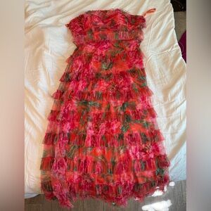 Mac Duggal floral ruffle tiered dress